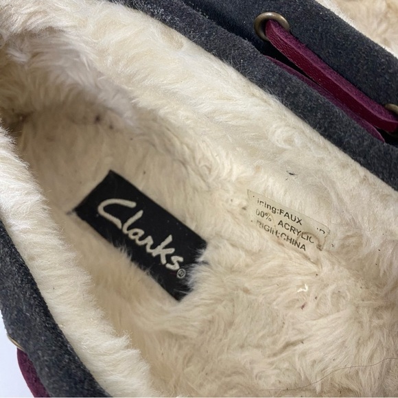 Clarks leather suede moccasin slippers house shoes - Picture 4 of 5